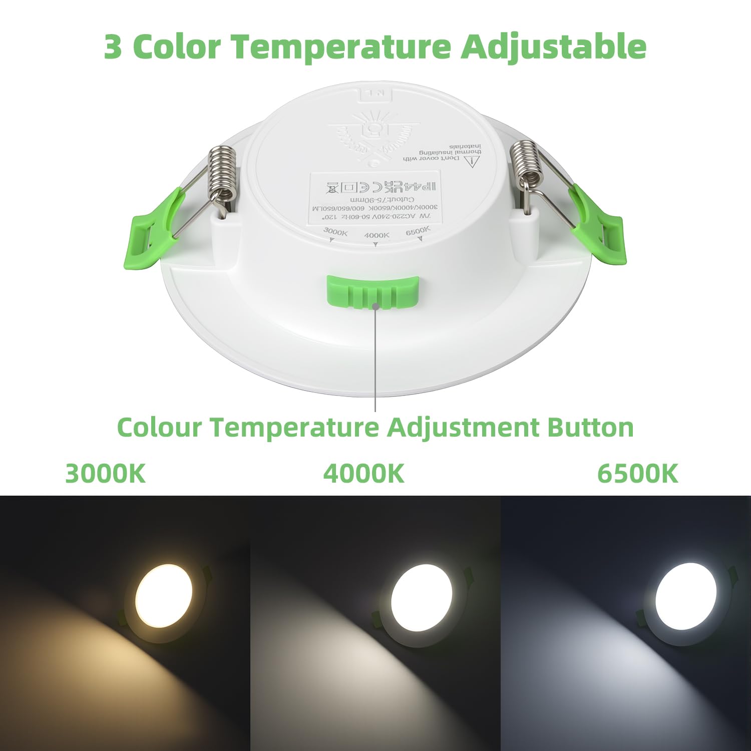 10 Stück Einbaustrahler LED 230V 7W Flach Dimmbar, Ø75-90mm Lochdurchmesser, Warmweiß Neutralweiß Kaltweiß 3000K 4000K 6000K Deckenspots IP44 Einbauleuchten für Badezimmer Küche Wohnzimmer