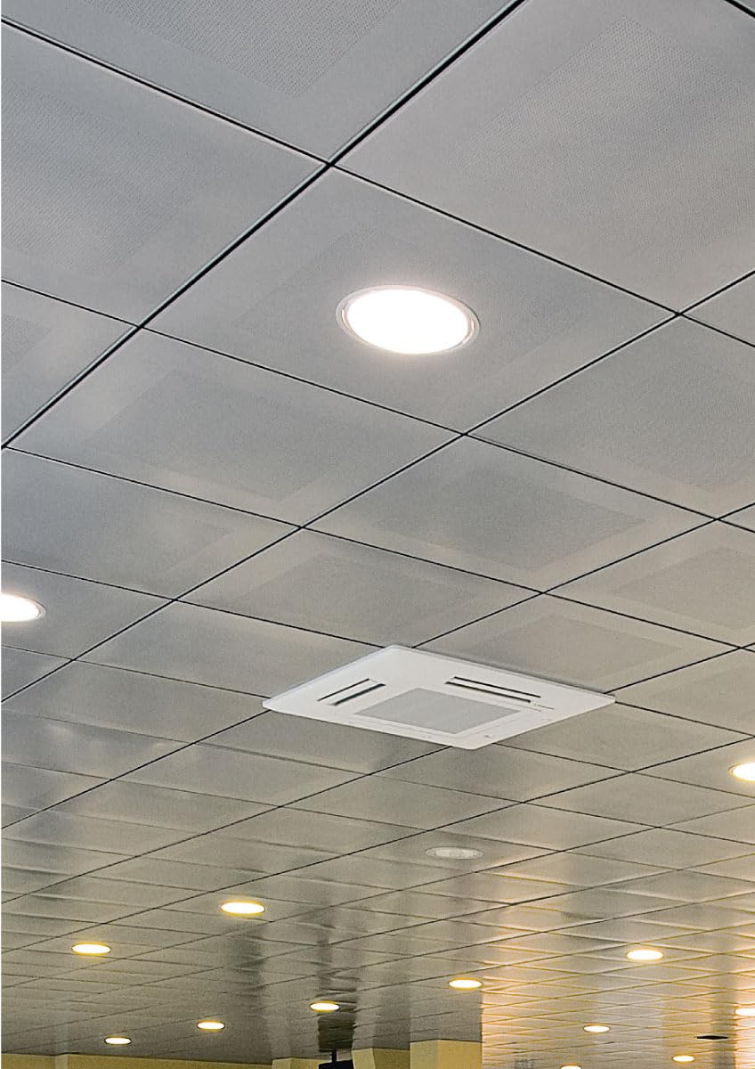 Isolamenti Controsoffitti Metallici Modulari, 60x60 cm, Bianco/White RAL 9003 , Acciaio Zincato, Alta Prestazione Acustica, 20 Pannelli, 7,20 mq (LAY-IN 15 foratura quadrata)