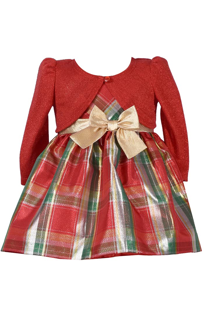 Bonnie Jean Vestido de Navidad con cárdigan rojo para bebés, niñas pequeñas y grandes