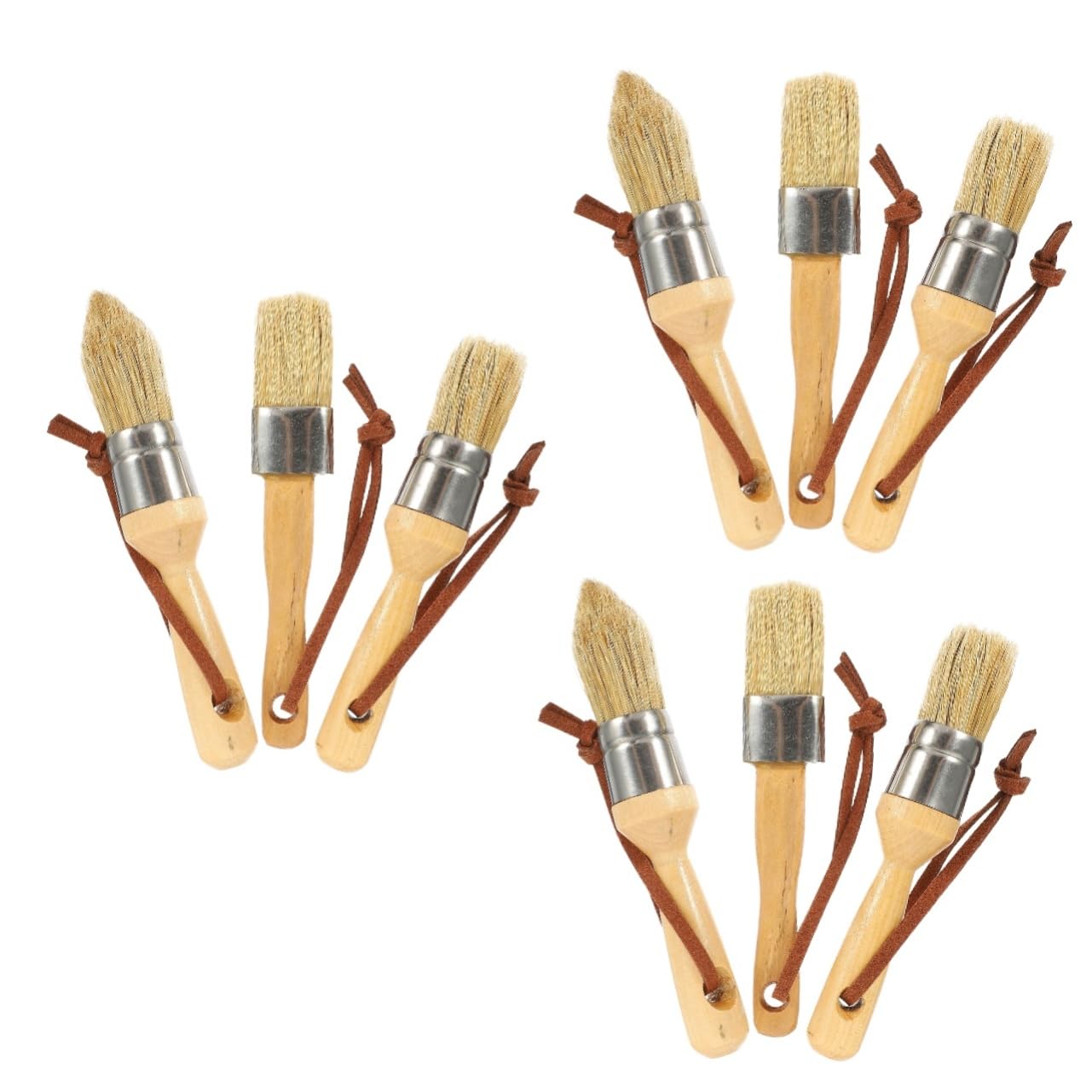 Ciieeo 9pièces Pinceaux à Peinture Bois avec Poils Sanglier De Pinceaux Ergonomiques pour Peinture Murale Et Barbecue Vernis