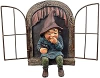 Vistnale Gnome Statue - Mini Elf Window Dwarf Garden Ornament, Resin Sculpture for Fairy Tale Yard & Micro Landscape Decor (7x6")