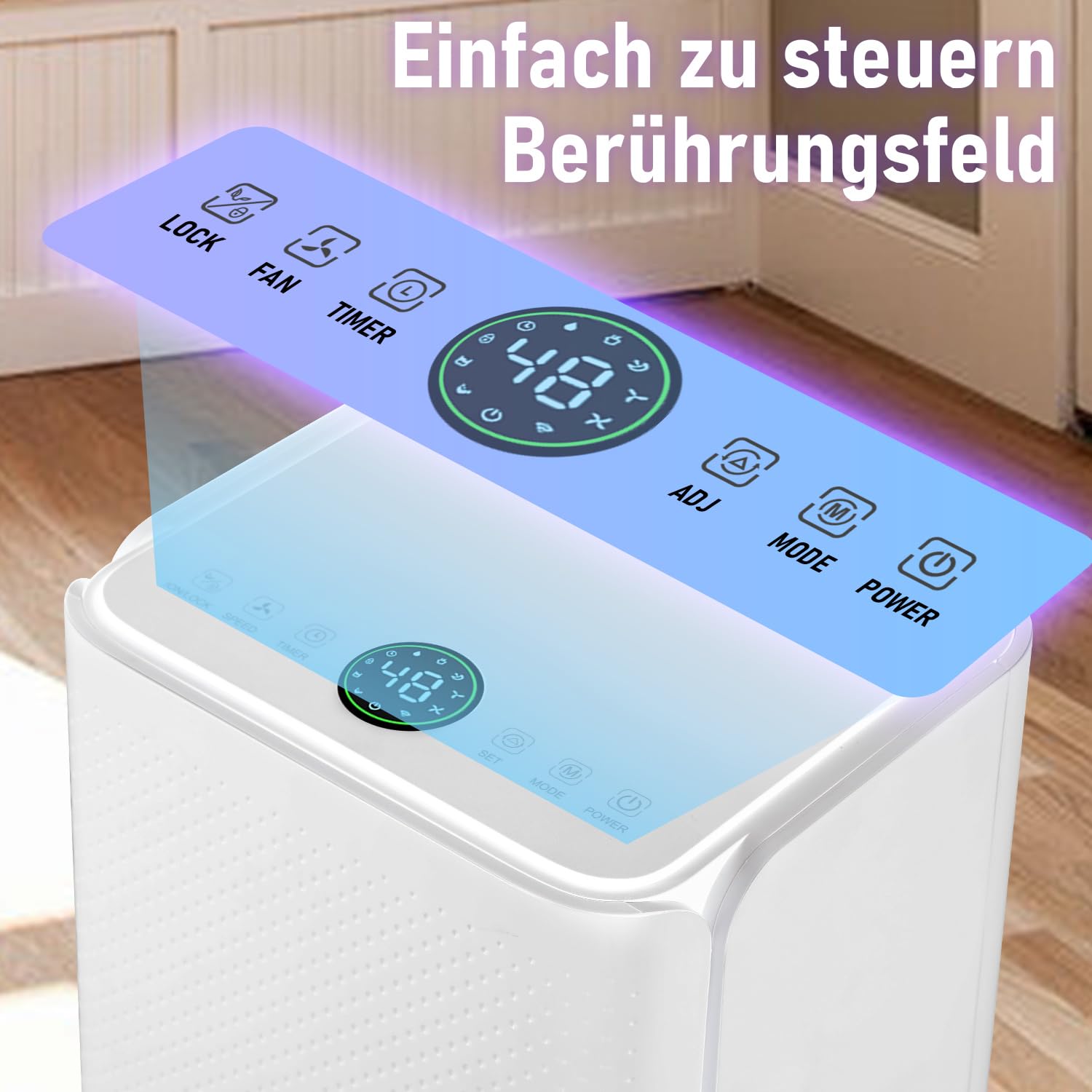 Osuszacz powietrza 16 l w 24 h wydajność osuszania, wielkość pomieszczenia ok. 15-20 m² z wyświetlaczem LED, bardzo cichy, suszenie prania, timer, ochrona przed wilgocią, pleśnią,