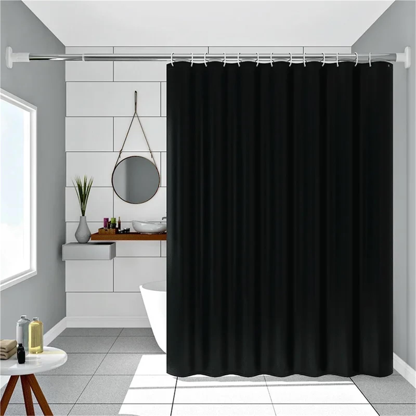 Cortina de Ducha Cortina de Ducha baño PEVA Impermeable bañera Cortinas fácil Limpiar a Prueba con Ganchos(120x180cm)
