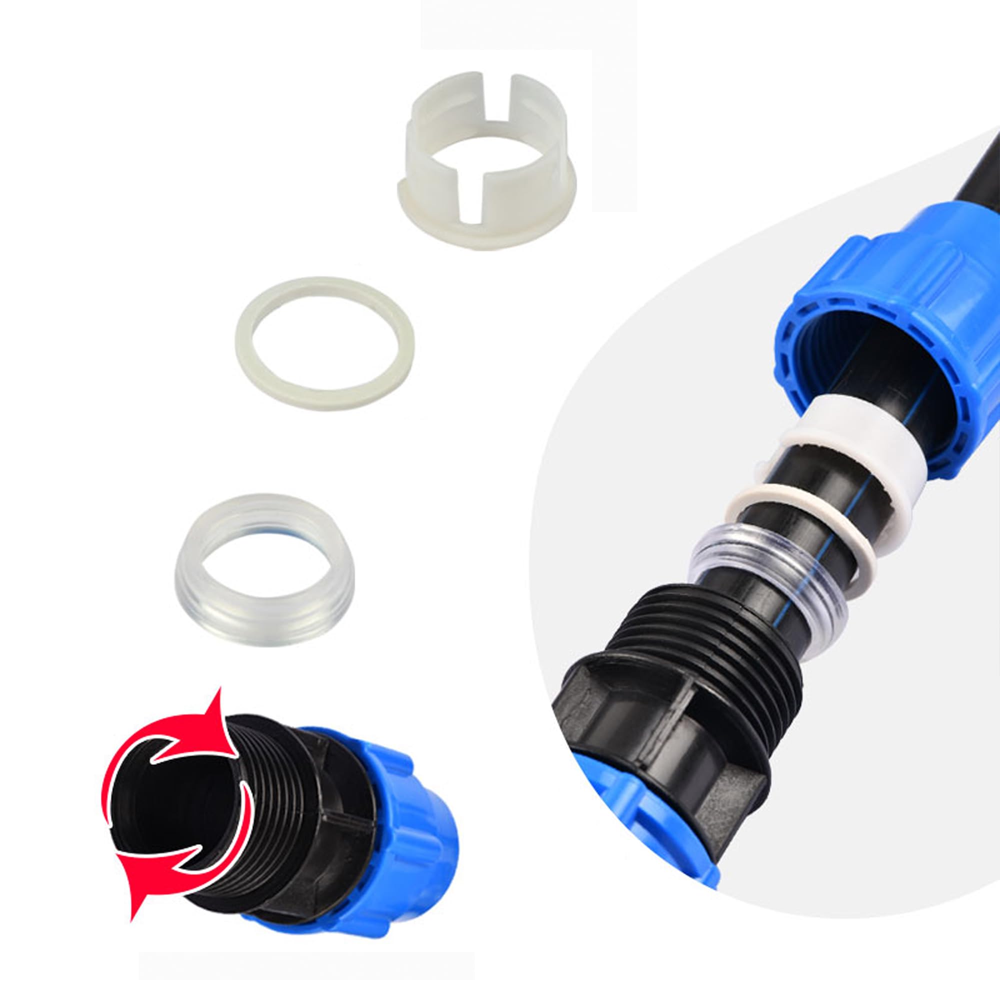 Accesorios para tuberías de riego, Conector de Bola Tubo PE 50mm, Codo articulación rápida, desviador 3/4 vías, Conv riego jardín