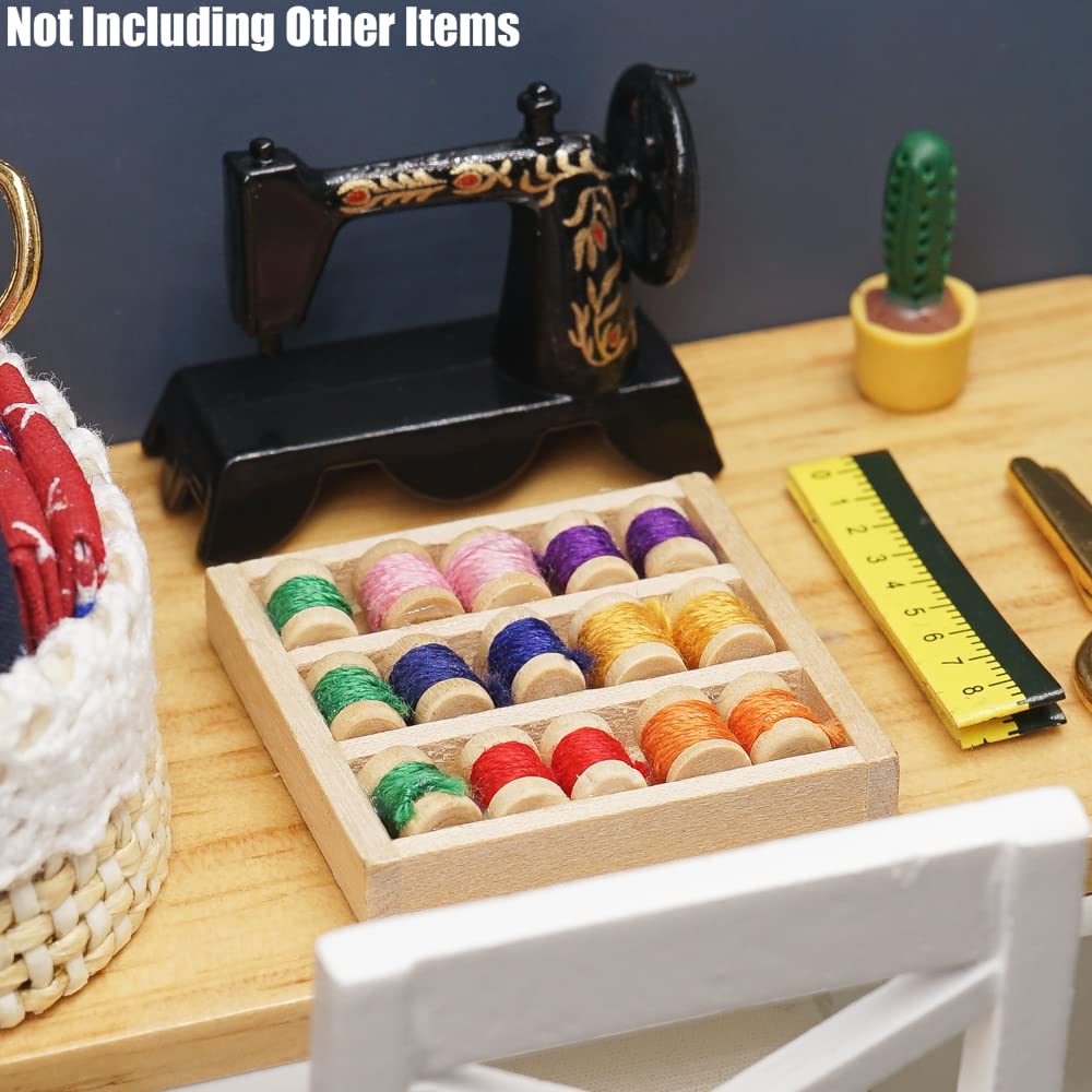 Odoria Poppenhuis Naaiartikelen: schaal 1/12 miniatuur retro naaidoos Odoria Poppenhuis Naaiartikelen: schaal 1/12 miniatuur retro naaidoos