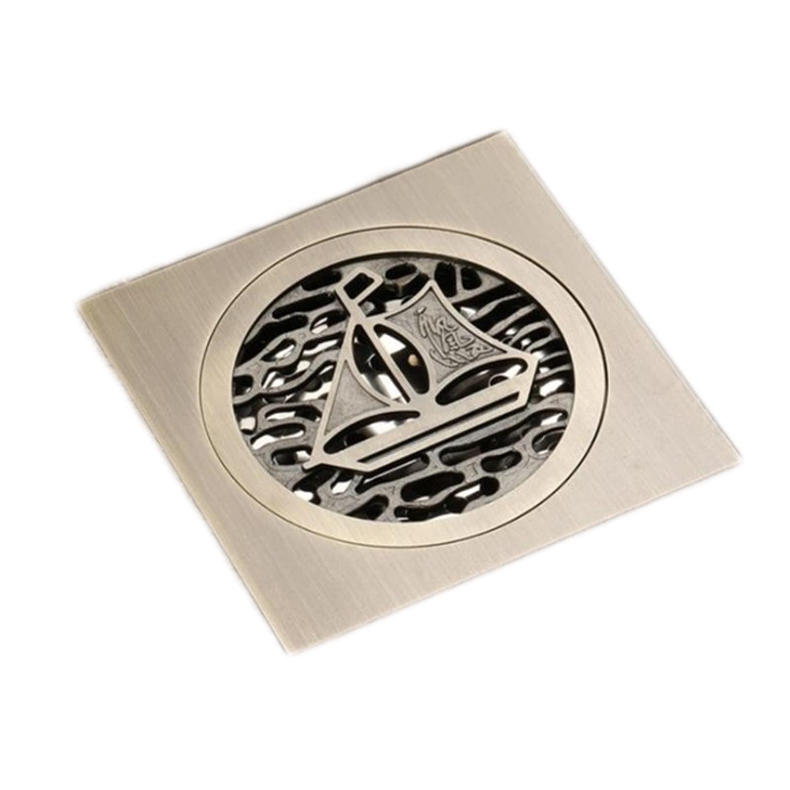 Protection de vidange de douche laiton antique 10x10cm grille évacuation salle de bain