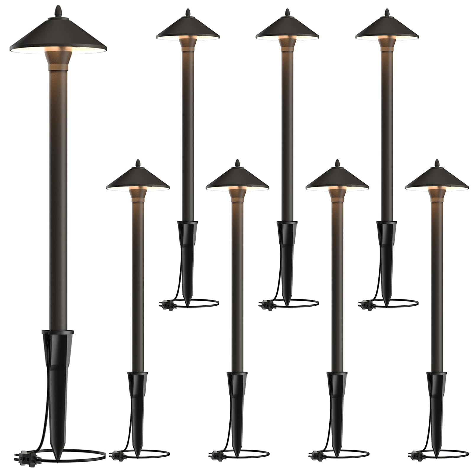 10W Pro Style Low Voltage Landscape Pathway Lights Kit 8Pack, 2700K Warm White, Decorative Yard & Garden Lighting 8308-9103-08
