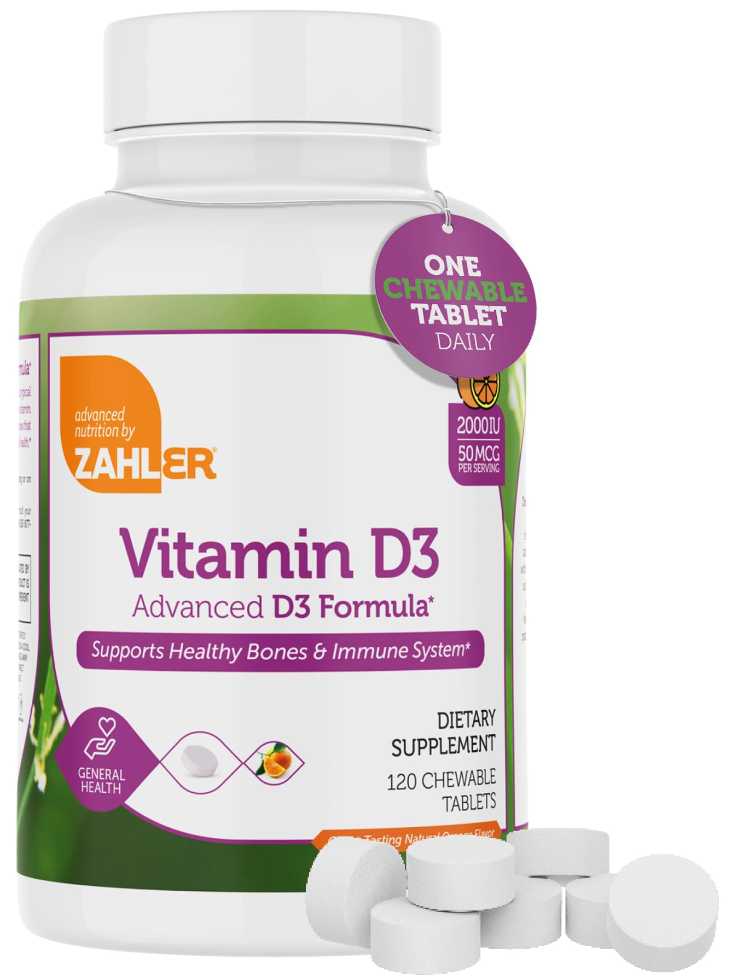 Amazon.com: Zahler Vitamin D3 CHEWABLE 2000IU, an All-Natural