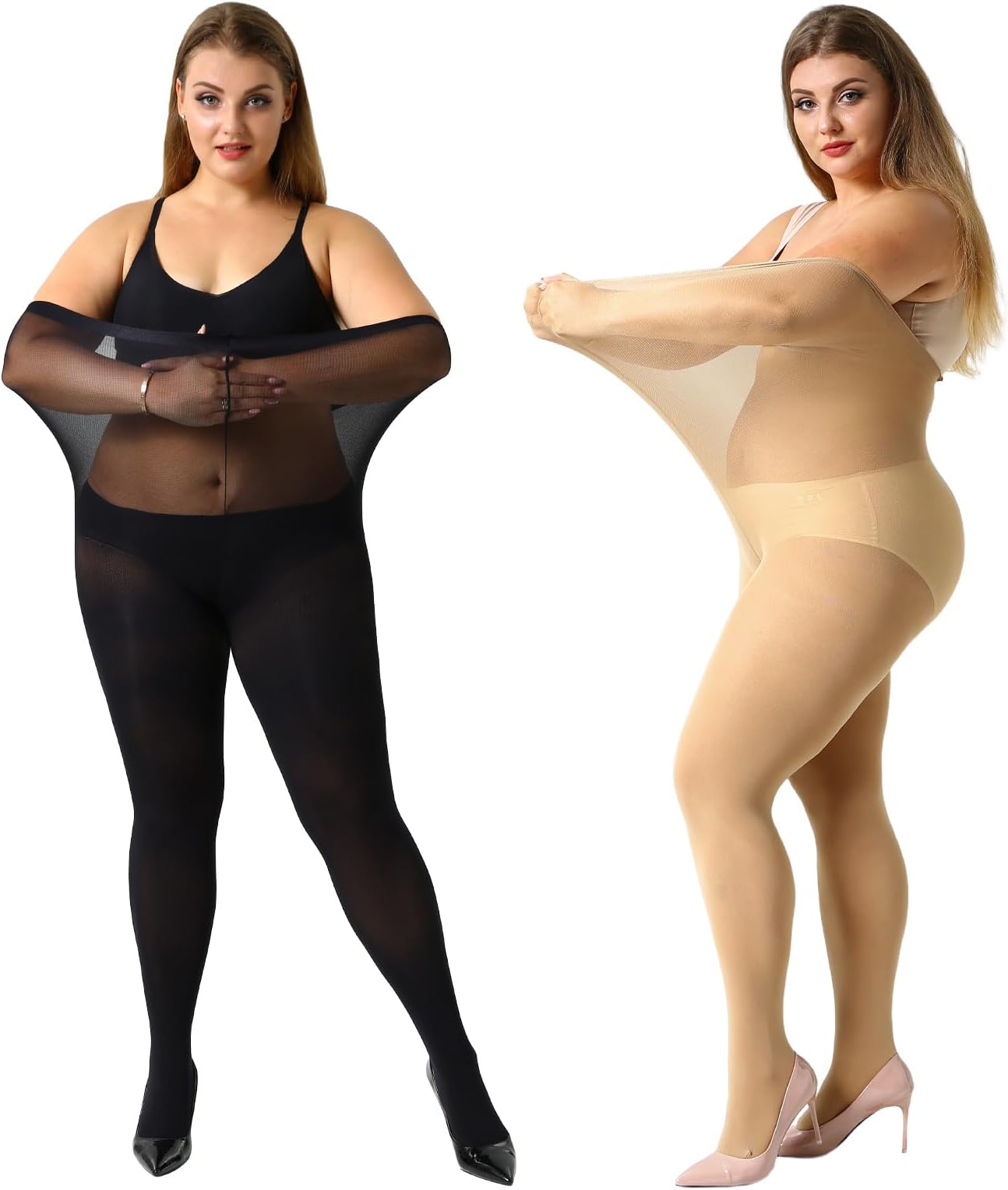 Women's 2-4 Pairs Plus Size Control Top Ultra-Soft Tights