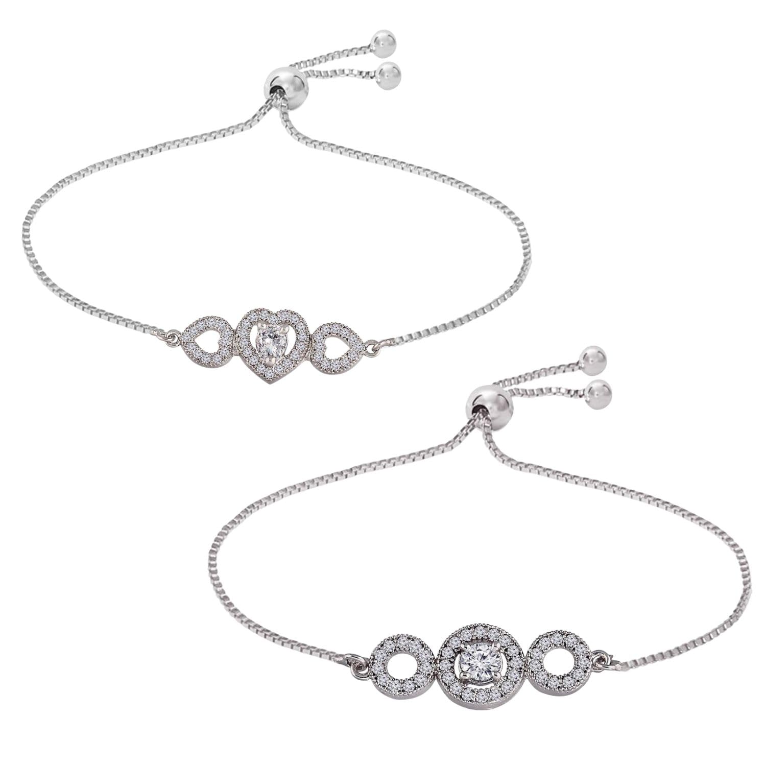 I Jewels Stylish Silver Plated Cubic Zirconia American Diamond Adjustable Bracelet For Women & Girls (B0CF1XBGS3) Amazon Price History, Amazon Price Tracker