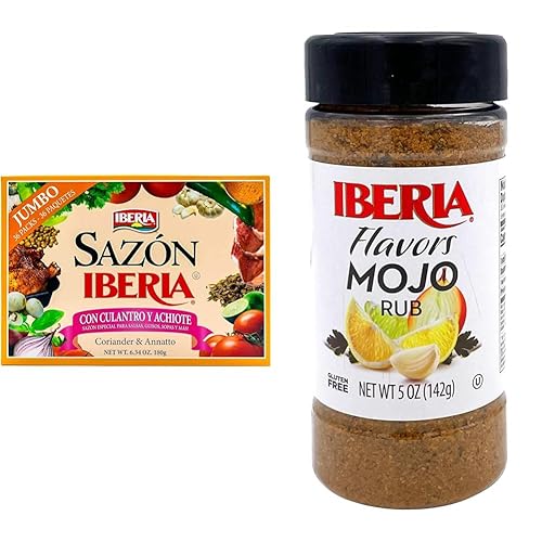 Sazon Iberia con cilantro y achiote 6.34 onzas (36 paquetes) + Iberia Mojo Rub, 5 onzas,
