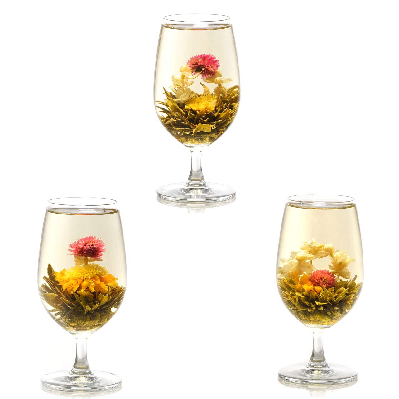 Teavivre 12pcs Handmade Blooming Flower Tea - Radom Varieties of Individually Sealed Tea Ball - Assorted Flowering Green Tea Ball - Natural Flowers Hand-tied with Green Tea - Image 3