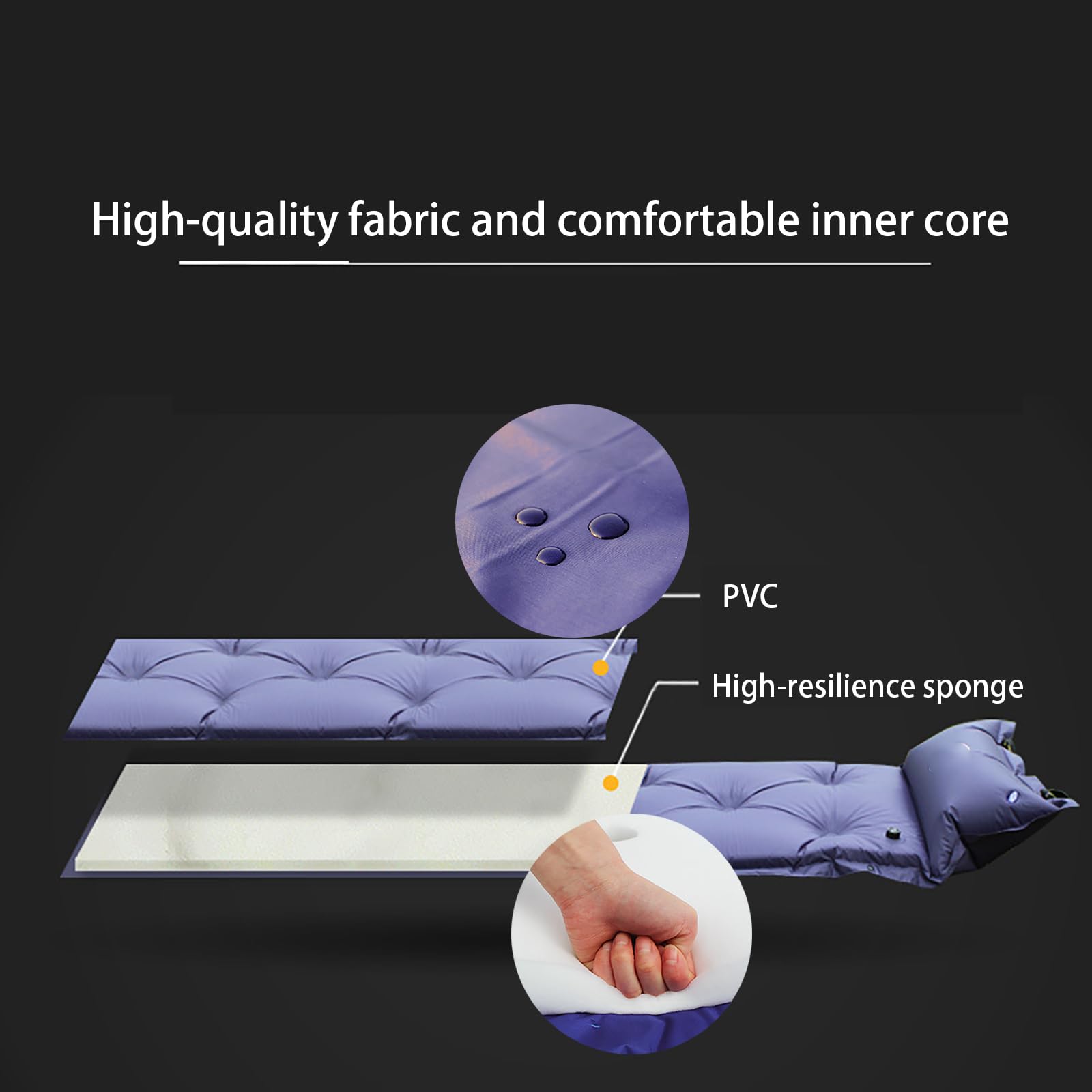 Esterilla De Camping Autoinflable con Almohada Integrada, Colchón De Espuma Impermeable De 3,5 Cm De Grosor Y Válvula De Aire De ABS, para Tiendas De Campaña, Senderismo Y Viajes