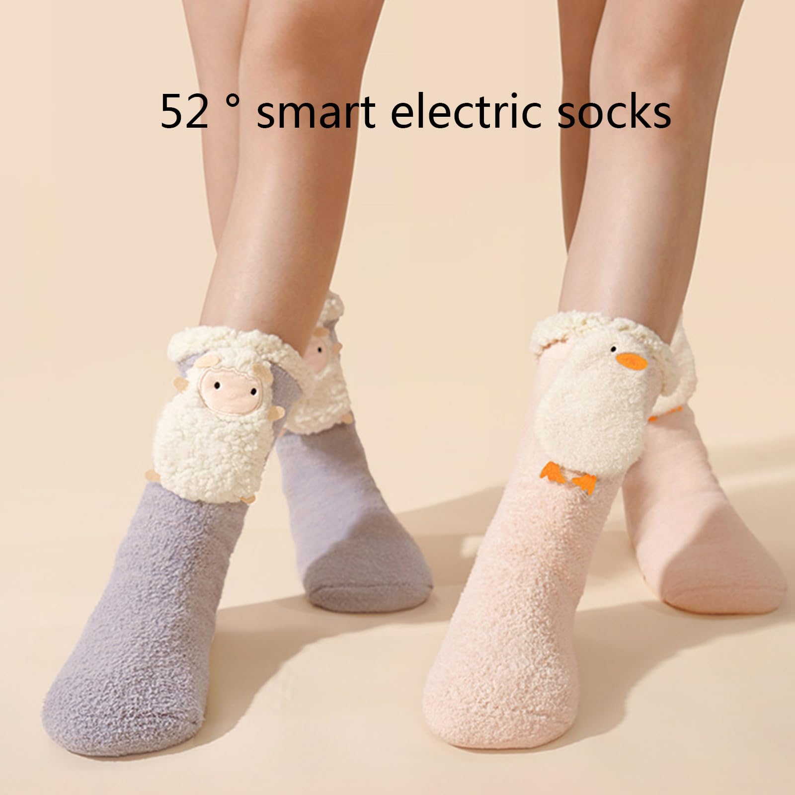ljhnba Chaussettes chauffantes électriques en Coton, Chaussettes de Ski de Sport, Chauffe-Pieds de Camping en Plein air, Chaussettes chauffantes électriques, Cadeaux pour, Fille, Femmes Pied