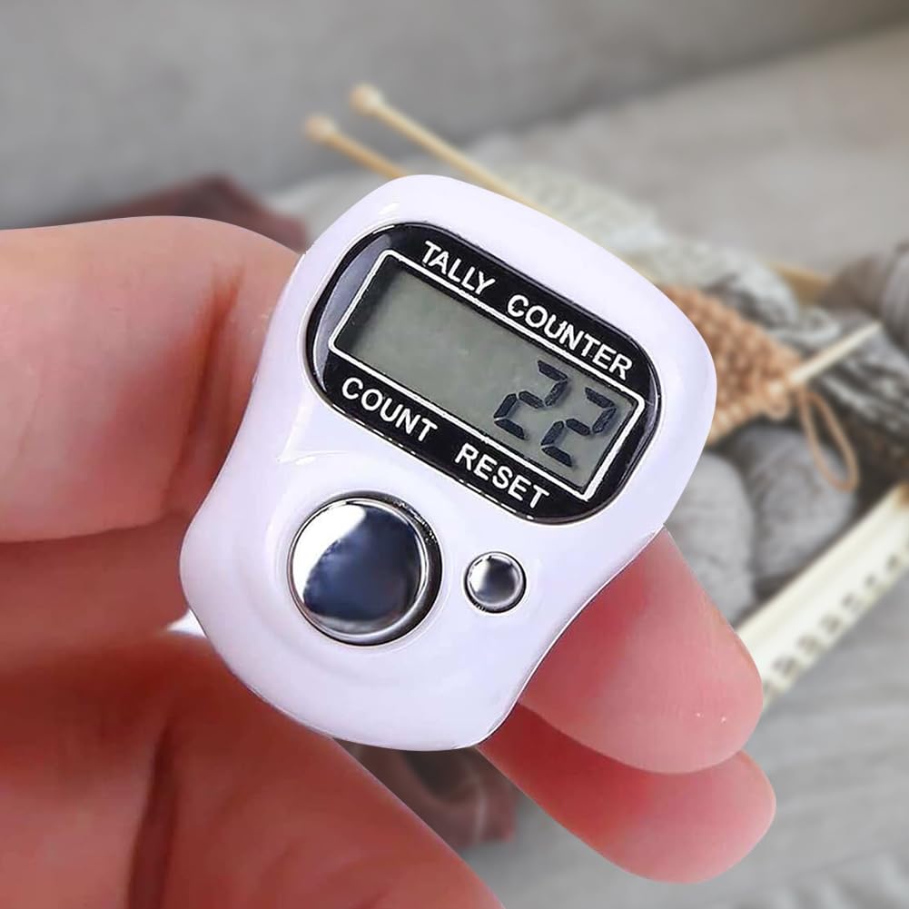 4 Compteurs Digitaux à Doigt - Pour Tricot, Sport, Comptage - Réinitialisables - 5 Chiffres - Multicolores