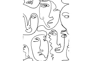 Enhance Your Walls with Modern Art: Peel and Stick Abstract Line Face Wallpaper