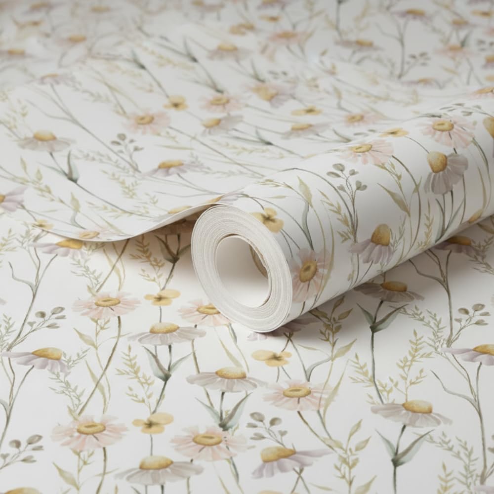 Floral Wallpaper Peel and Stick – Flower Design Self Adhesive Wall Paper for Living Room, Bedroom, Kitchen, Removable Waterproof Wall Decor (MG17, 16X90 Inch)