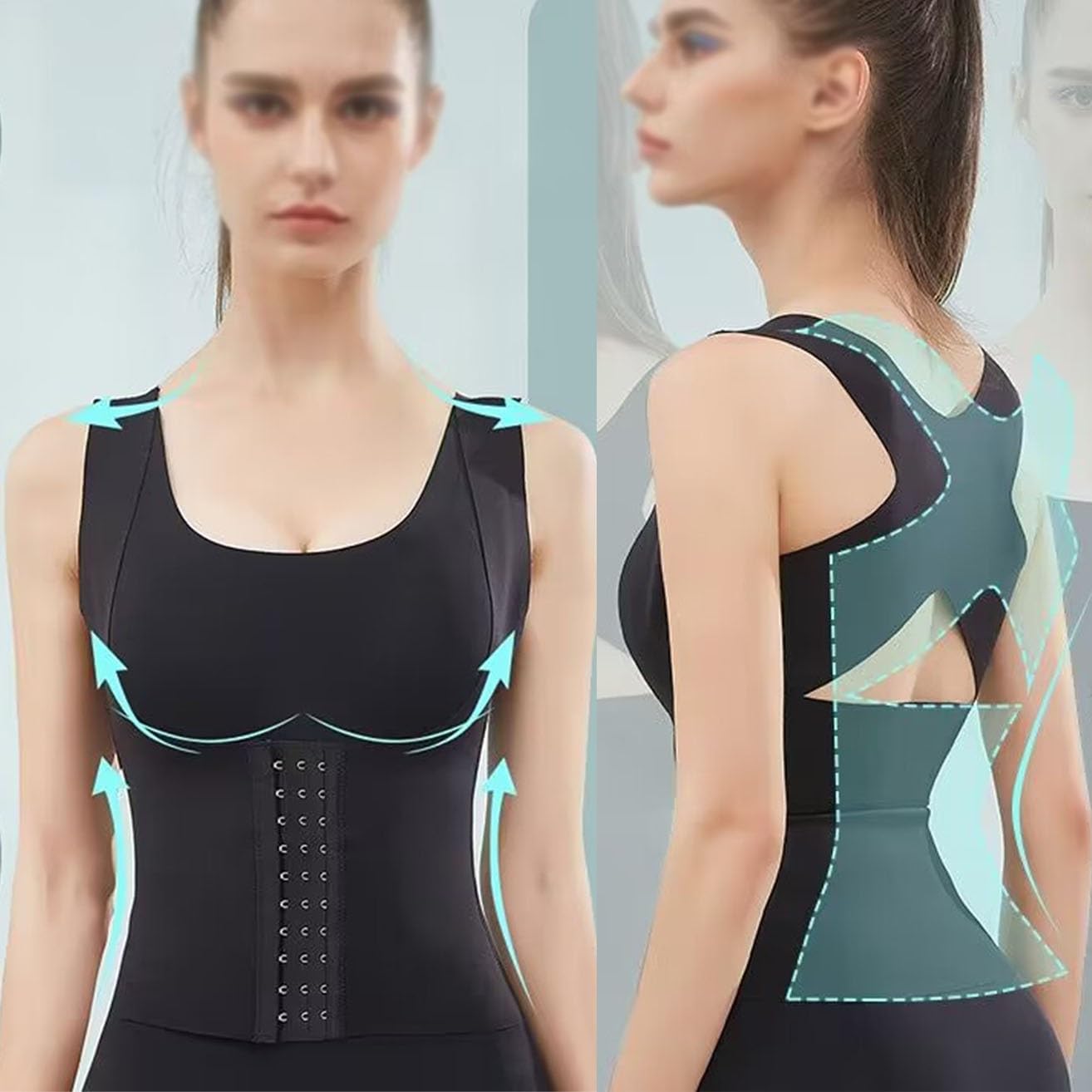 TTDGYYXW Chaleco para Mujer, Sujetador, Tirantes para Espalda, corsé, lencería, Top con Almohadilla extraíble, Corrector, Ropa Interior Deportiva, Chaleco