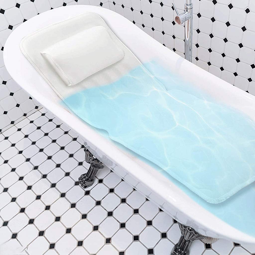 Badewannenkissen 125x41cm Badewannenmatte mit Kopfstütze, 4D-Air-Mesh