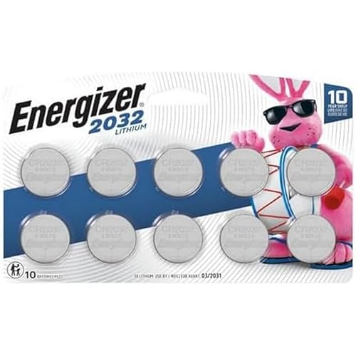 Energizer 2032 Batteries (10 Pack), 3V Lithium Coin Batteries
