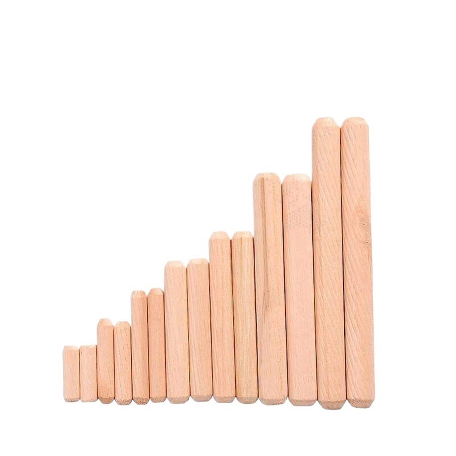 Bâtonnets en bois pour loisirs créatifs Assortiment de chevilles en bois, lot 50/100 M6/M8/M10, tiges et, marron clair(M8 x 60mm 50PCS)
