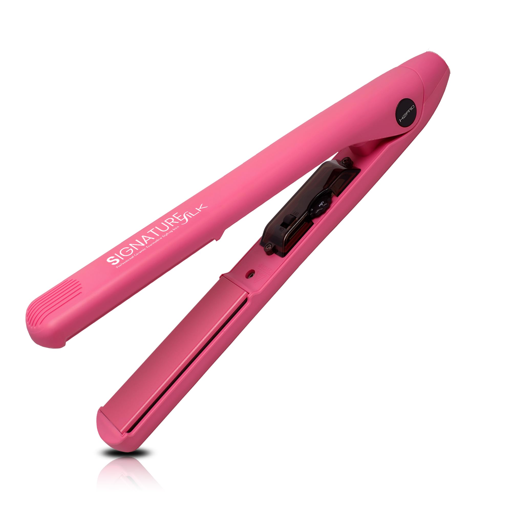 Signature Silk Series 1 Inch Diamond Nano Hi-Tech Tourmaline Ceramic Straightening Flat Iron - Cutting Edge Professional Flat Iron for All Hair Types (Pink)