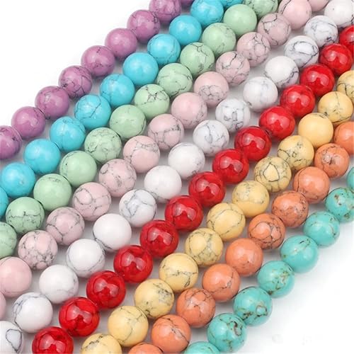 Miniatura 3 de Youllyuu Piedra de howlita colorida natural de 4/6/8/10/0.472 in para hacer joyas, pulseras, collares, joyas de 15 pulgadas, howlita rosa de 0.472