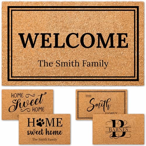 My Sign Center Door Mat, Personalized Doormat, Custom Welcome for Front Door, Indoor/Outdoor Coir, Housewarming Gift, Heavy Duty Slip Resistant Backing, Made in The USA