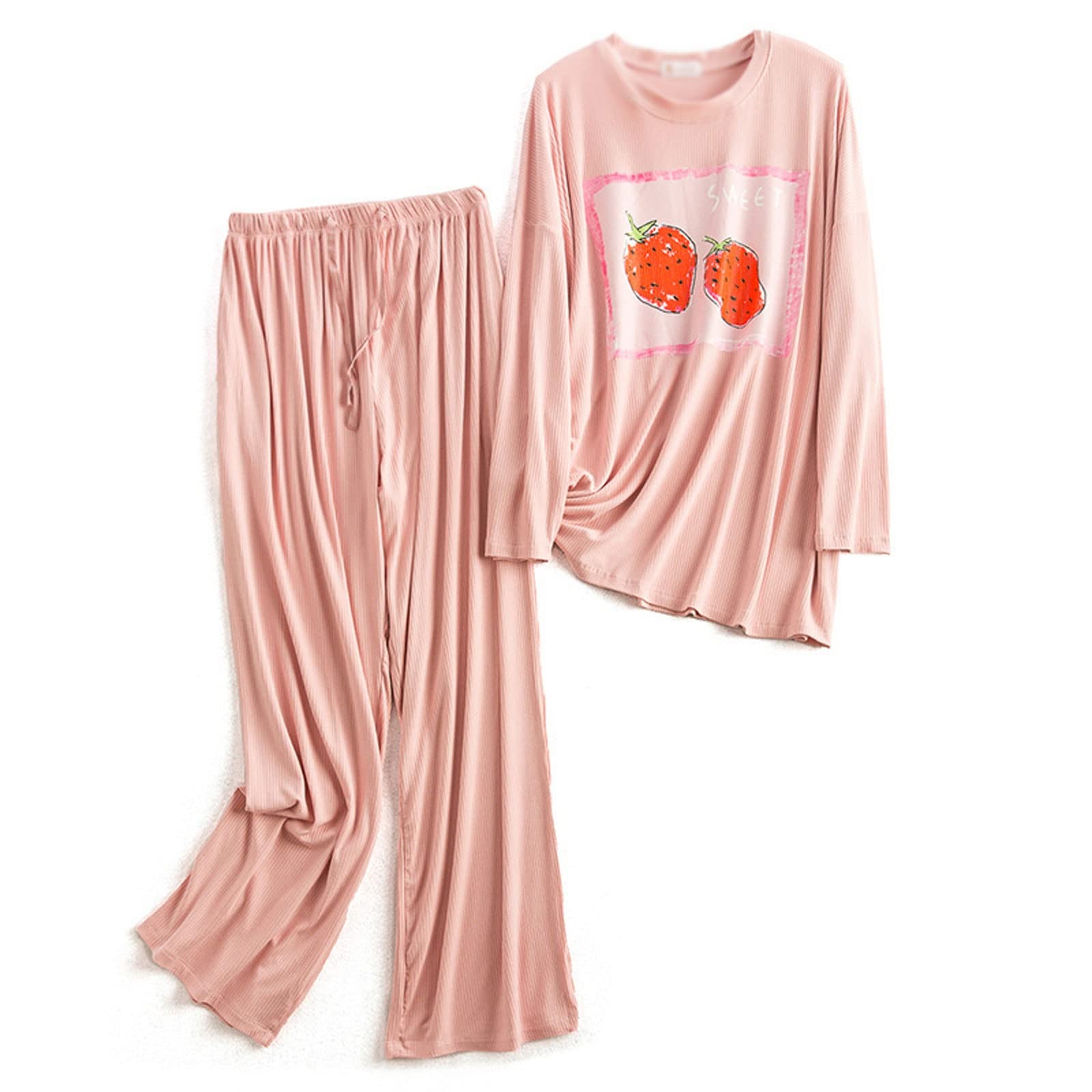 Zestaw piżam damskich Miękka bielizna nocna Pjs Zestaw bielizny nocnej Luźna piżama na co dzień Zestaw jesienno-zimowa odzież codzienna w domu Pijama Mujer PJ Set Loungewear Bielizna nocna (Color : C