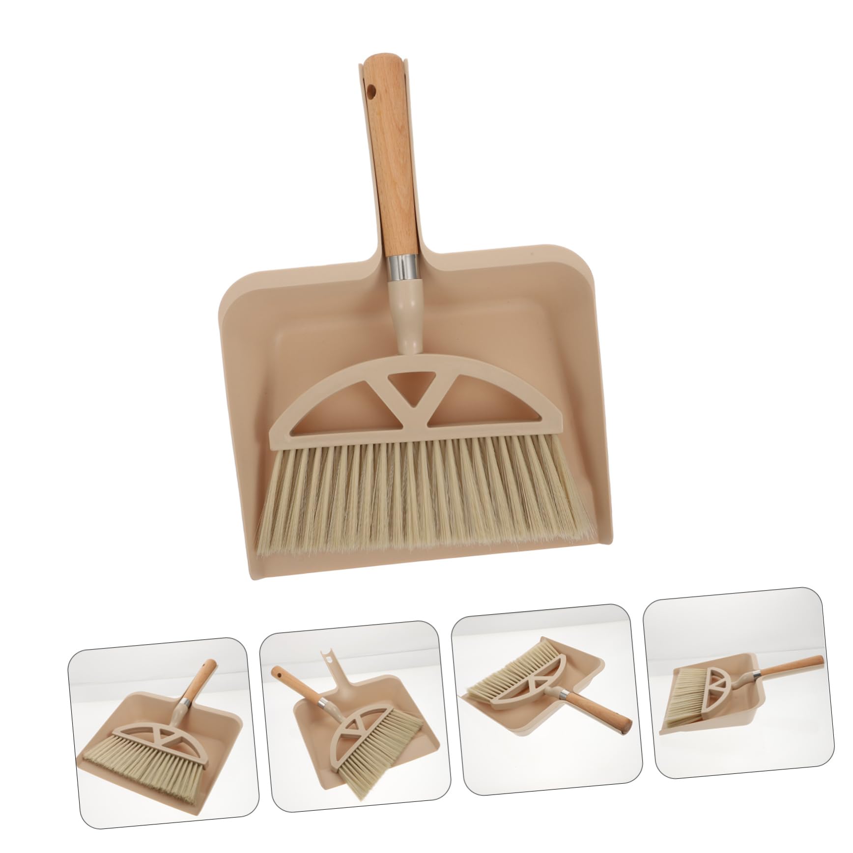 IWOWHERO Mini Dust Pan Mini Broom Set Khaki Broom and Dustpan Desktop Cleaning Supplies