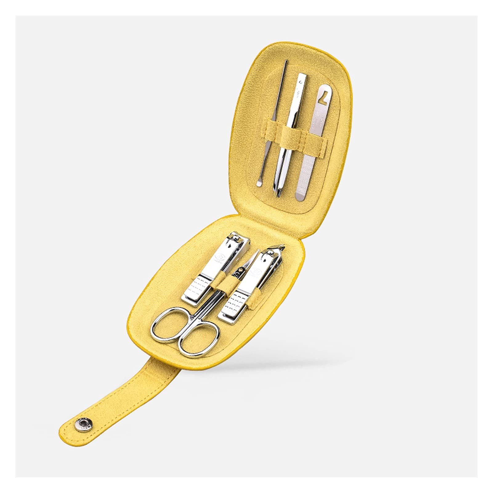Maniküre Set Nagelschnipper, Mini-Maniküre-Set Nagelclipper Set 6 in 1 Edelstahl-Pedikürepflege-Pflege-Kit □ Mit tragbarem Reisekoffer Pediküre Kit (Color : Yellow)