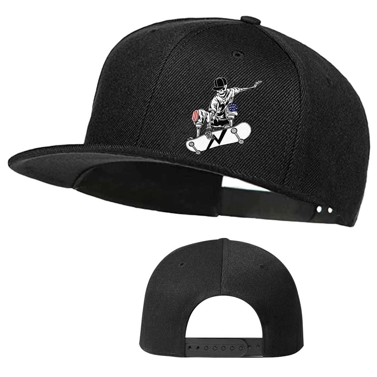 Snapback Hats for Men Flat Bill Brim Hats for Women Fitted Hat Skull Hats Cool Adults Baseball Cap