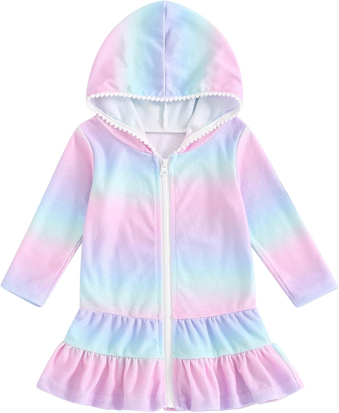 Toddler Girl Swim Cover Up Long Sleeve Floral Zipper Hooded Swimsuit Little Kids Towel Beach Dress Bathing Suit