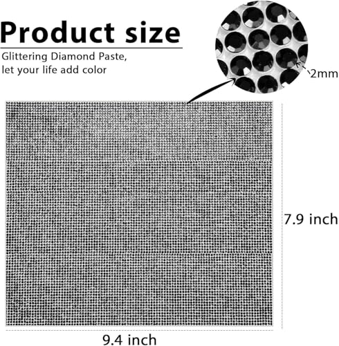 Image of Jubilant 12000 Pieces Bling Rhinestone Sheet Stickers, DIY Craft, Self Adhesive Glitter Rhinestones Crystal Diamond Gem Stickers for Car /Phone /Clothing /Shoes, 9.4 x 7.9 Inch (Black)