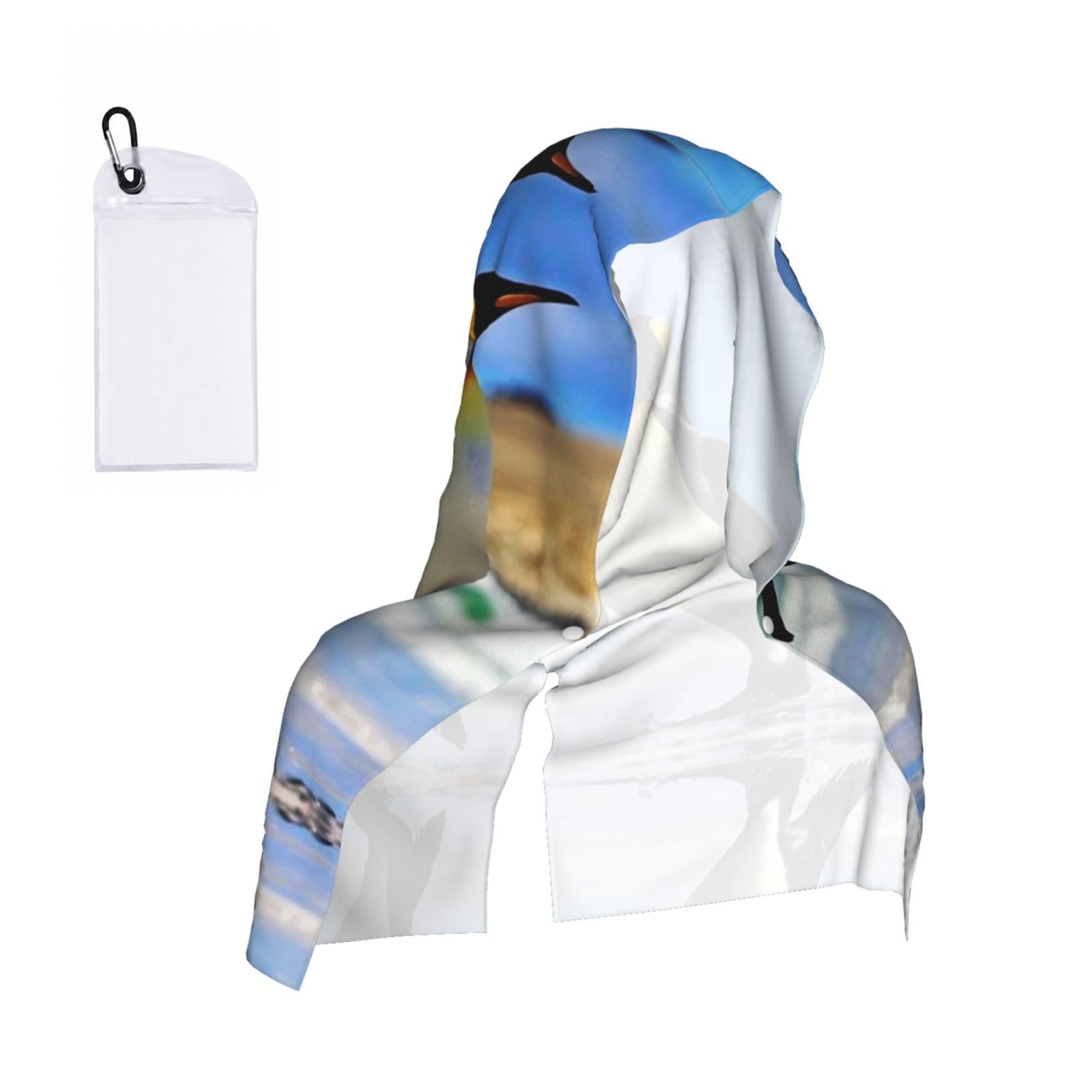 ESNAIUVCD Cute Penguin Print Multifunctional Cooling Hoodie Bandana Portable Sweat Absorbing Design For Beach Workouts Exercise Heat Relief Accessories