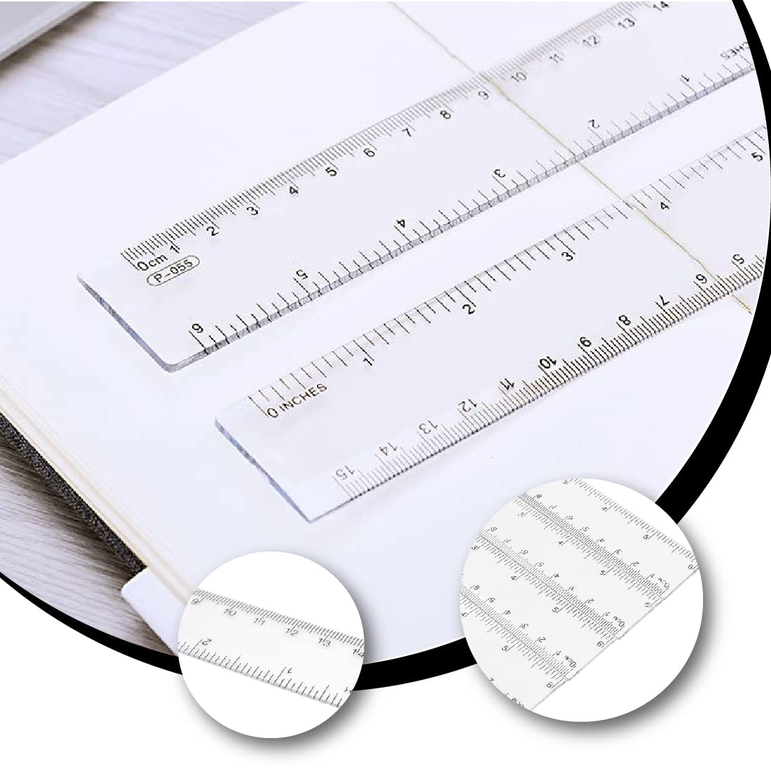 8 Righelli Di Plastica 20cm Trasparenti - Con Scale Metrica E Pollici - Per Scuola E Ufficio - Foto 1