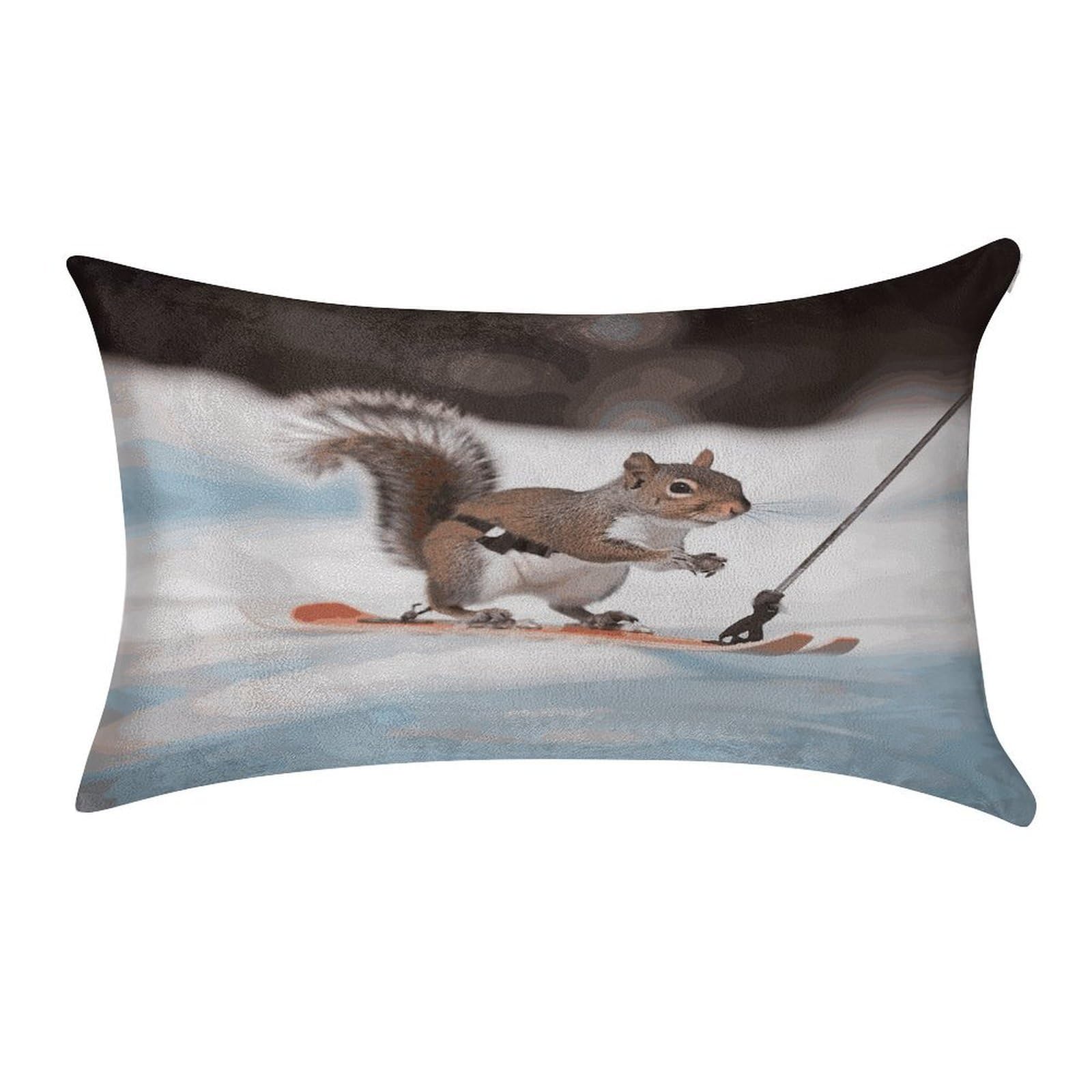 MUSM Skiing Squirrel Pillow Case 12"X20" Luxury Velvet Throw Pillow Cover Fade Resistant Cozy Soft Pillowcases Pillow Protector Pillow Shams Lumbar Pillow Shells for Home&Gifts