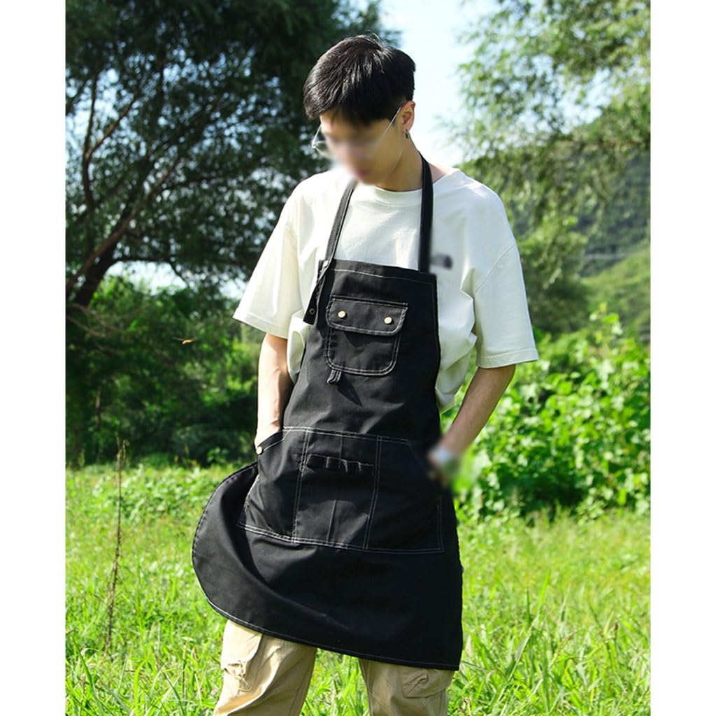 TEESONG Grembiule da Cuoco Grembiule di Tela Coreano for la Cucina Domestica, caffè, Latte, tè, Cottura, semplici Abiti da Lavoro in Tinta Unita for Uomini e Donne Grembiuli da Uomo(A)