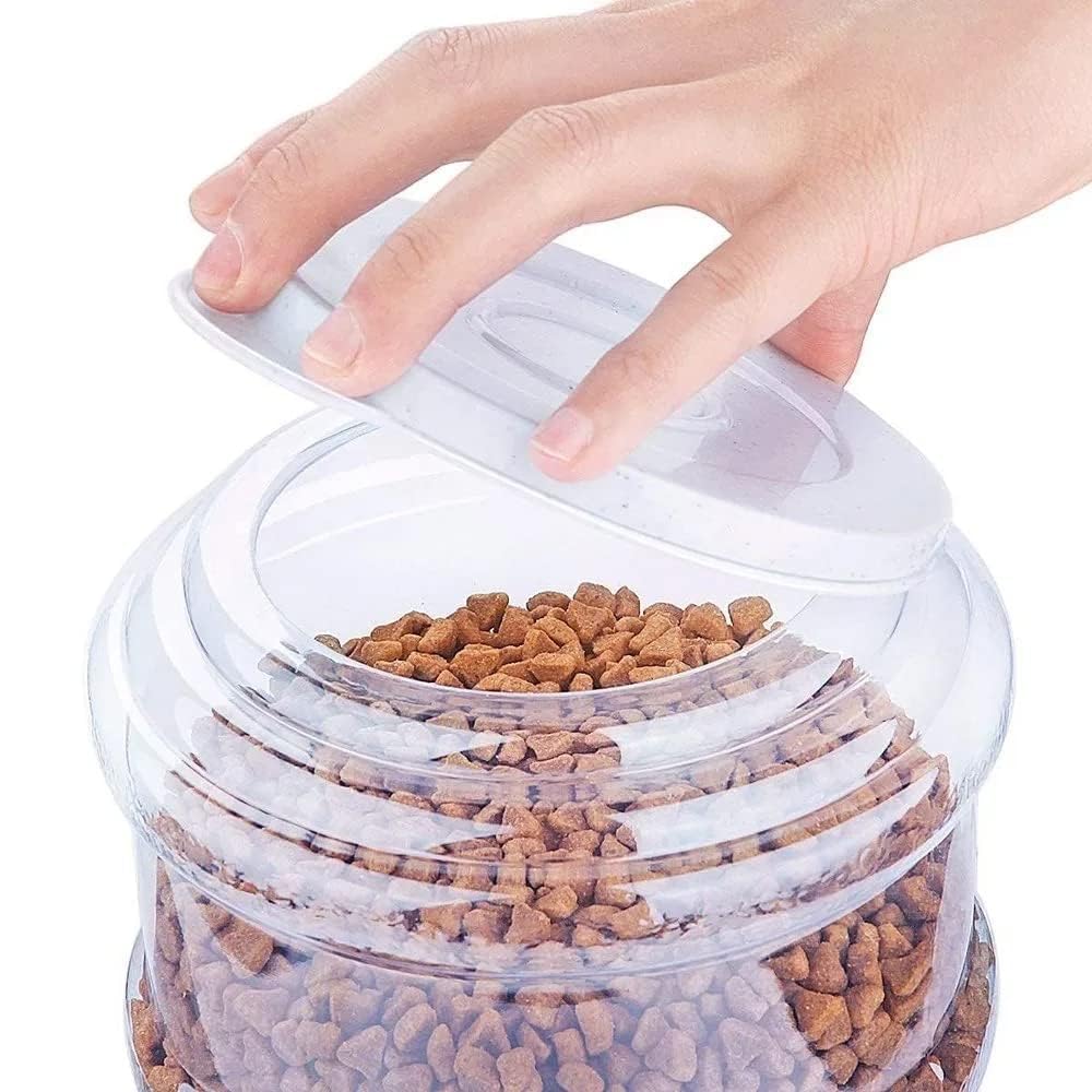 Vroxy Automatic Plastic Bucket 3 Sections, Cereal, Transparent Lock & Lock Food Rice/Cereal/Grain Storage Dispenser Box (1Pcs) 3