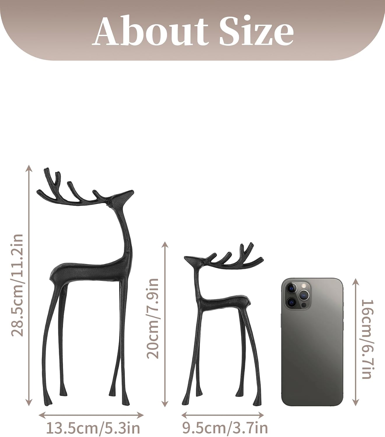 Sziqiqi Reindeer Christmas Decoration for Home: Black Reindeer Figurines