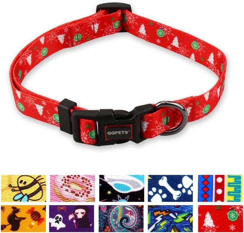 QQPETS Christmas Day Dog Collar Soft Comfortable Adjustable Pet Collars for Puppy