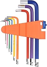 Lianai Conjunto de chaves hexagonais multicoloridas com 9 peças de braço longo hexagonal métrico conjunto de chaves hexagonais de aço cromo vanádio de classe industrial conjunto de chaves Allen