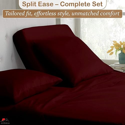 Miniatura 3 de ARlinen Flex Head - Juego de sábanas de algodón egipcio dividido de 4 piezas para camas ajustables, se adapta a colchones de hasta 16 pulgadas de