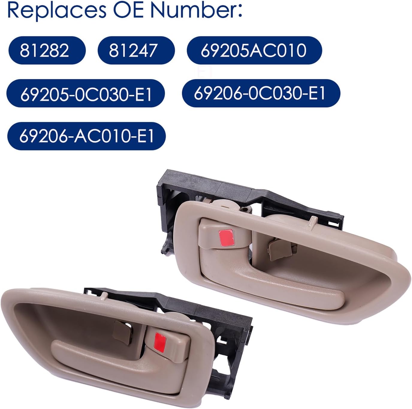4Pcs Interior Door Handles W/Bezel (Beige) Compatible with 2000-2007 Toyota Sequoia, 2000-2004 Avalon, 2004-2006 Tundra(Crew Cabs Only) - for Four Full-Sized Doors