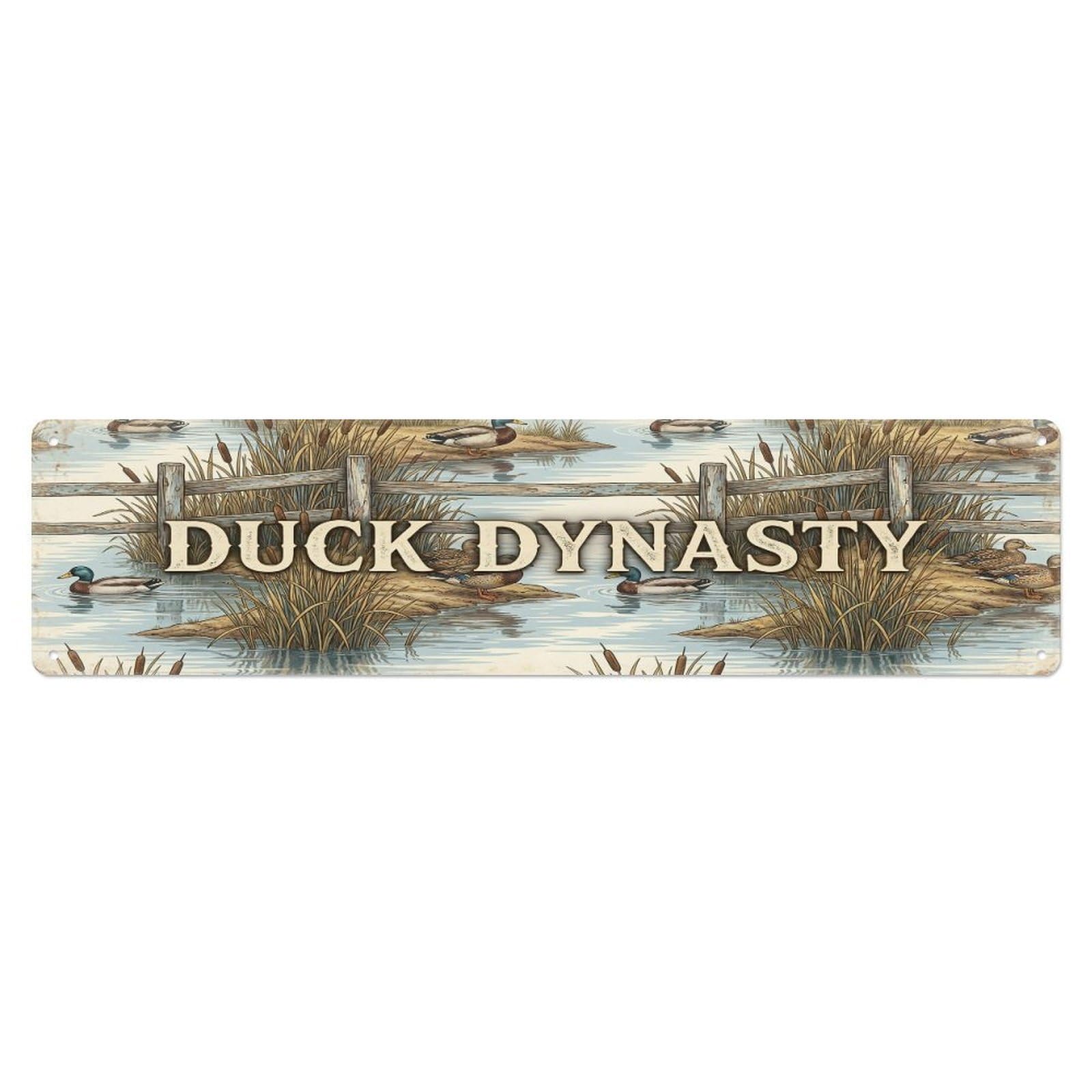 Olhnbad 4X16inch(10X40cm) Vintage Pond Hi Duck Farmhouse Funny Duck Backyard Farm Metal Tin Sign