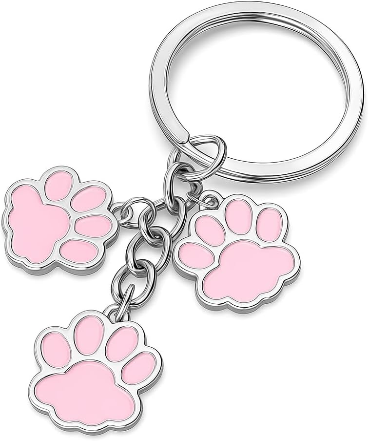 Dog Keychain with Pet Paw Print–Cute Animal Key Chains for Men Women Dog Lover