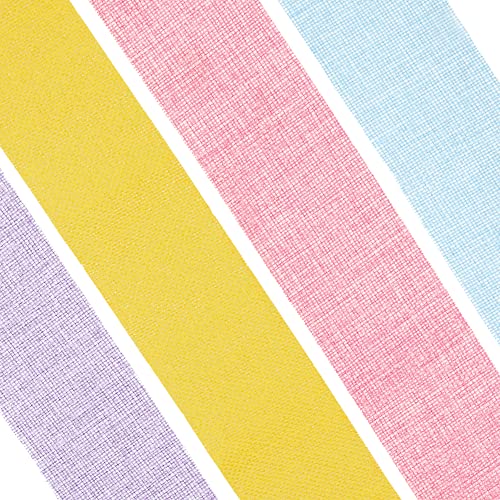 Baker Ross FX492 Pastel Burlap Ribbon - Pack of 4, Craft Ribbon for Arts and Crafts, Blue, Pink, Yellow, Lilac