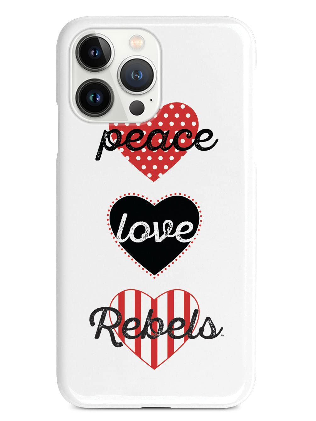 Inspired Cases - Compatible with iPhone 13 Pro Max Case - 3D Textured Protective Phone Case for Apple iPhone 13 Pro Max - Peace, Love, Rebels - UNLV