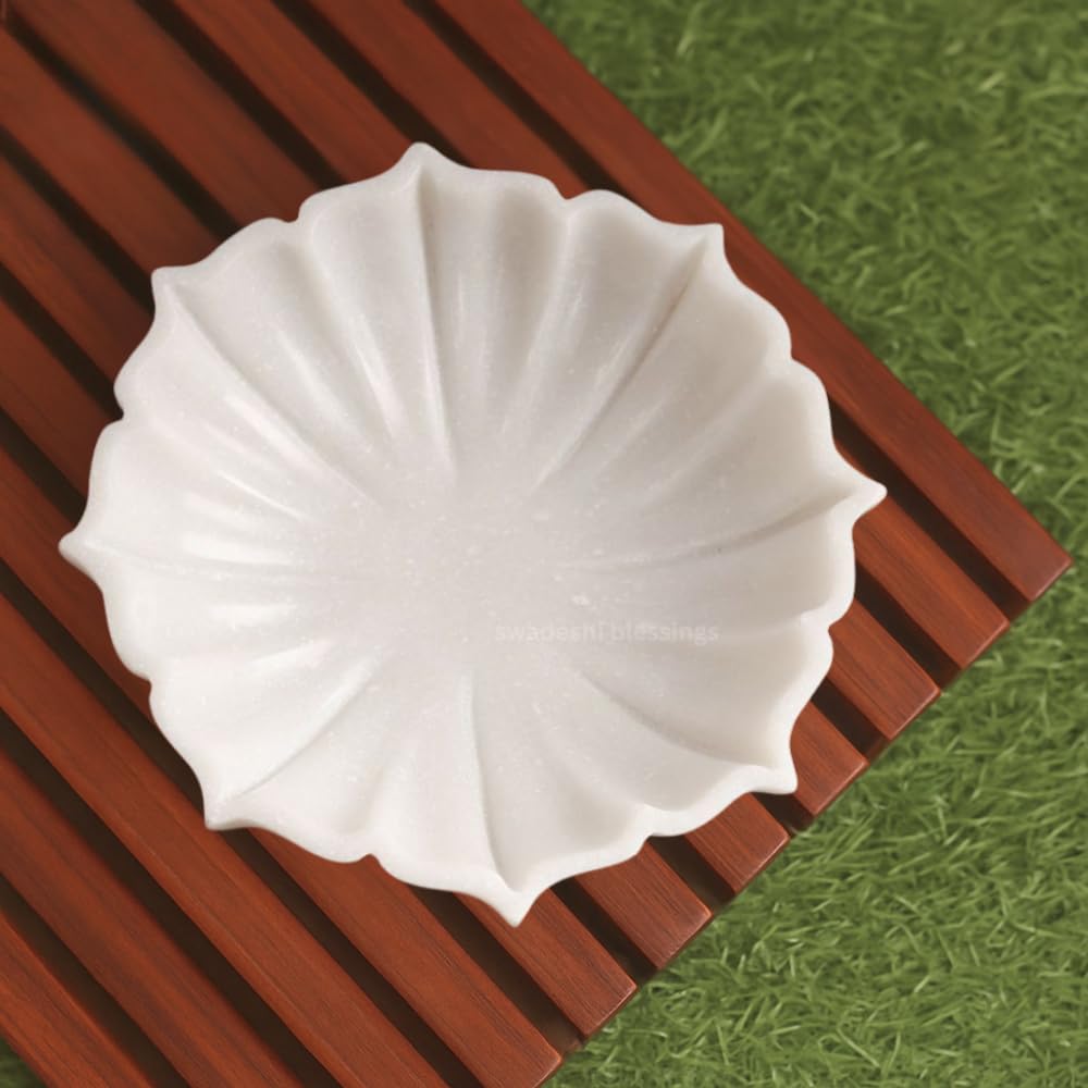 SWADESHI BLESSINGS Handcrafted Marble Lotus Urli Bowl for Home Decor | Traditional Decorative Bowl for Floating Flowers, Potpourri & Festive Decor Items | Pooja Decoration | Wedding/Return Gifts, 9"-image-33
