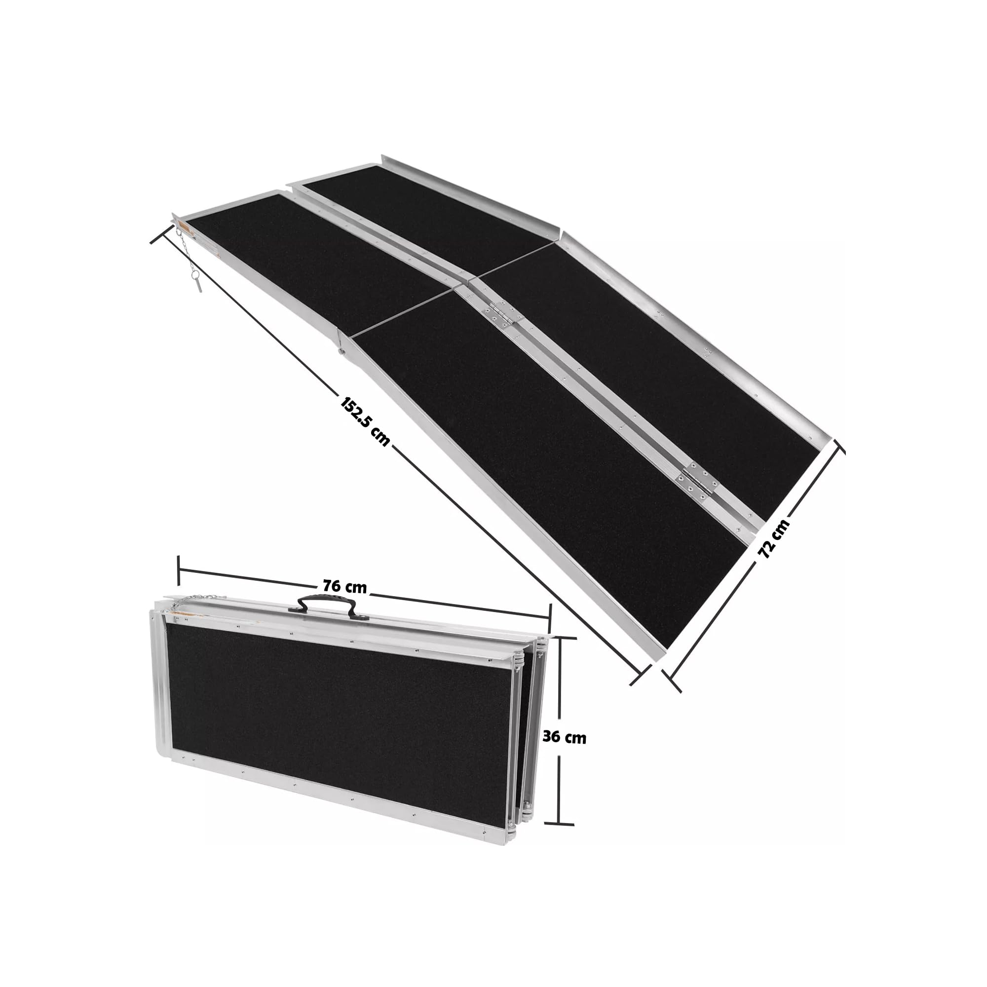 Portable Single Folding Wheelchair Ramp for Home Steps, Doorway Stairs | Slip-Resistant Ramp For Scooter, ATV,UTV,Dirt Bike | Heavy Duty Aluminum Alloy Ramps with Easy Rubber Handle - EB11242877